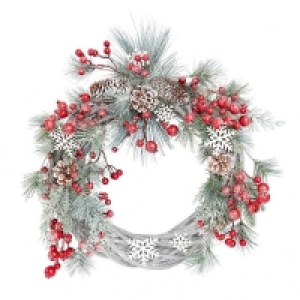 Willow Red Berries and Snowflake Christmas Wreath