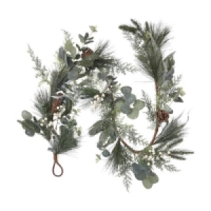 Pvc White Berries Eucalyptus Christmas Garland - 180cm