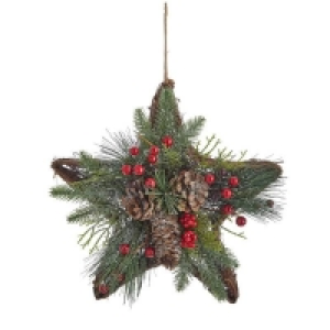 Cone and Berries Rattan Star Christmas Wreath