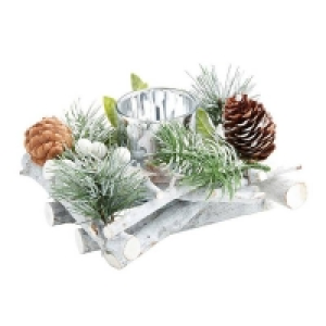 Natural Material/plastic White Berry and Willow Tabletop Christmas Candle Holder - 15