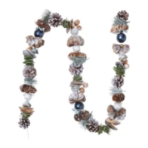 Natural Cone and Blue Bauble Christmas Garland - 150cm