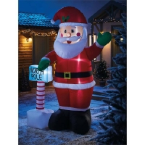Bright White 8ft Santa with North Pole Sign Christmas Inflatable
