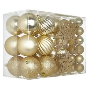 Plastic Champagne Gold Shatterproof Christmas Tree Decorations - Pac