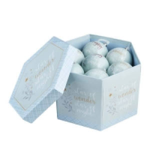 Paper Decoupage Green and Blue Boxed Christmas Tree Baubles - Pack