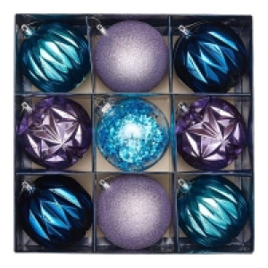 Plastic Midnight Magic Shatterproof Christmas Tree Baubles - 9 Pack