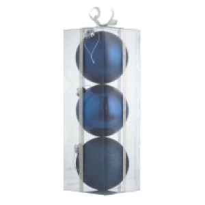Plastic Large Dark Blue Shatterproof Christmas Tree Baubles - Pack o