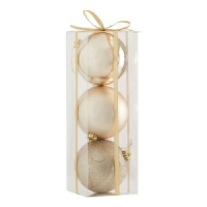 Plastic Large Champagne Shatterproof Christmas Tree Bauble - Pack of