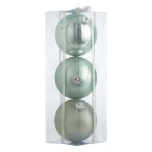 Plastic Large Pale Green Shatterproof Christmas Tree Baubles - Pack