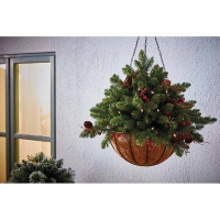Homebase Yes Pre-lit Berry Decorated Christmas Hanging Basket (Battery Op