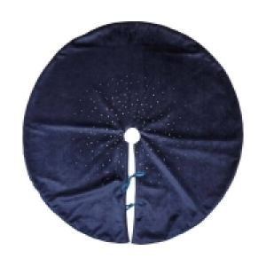 Fabric Blue Velvet with Diamante Trim Christmas Tree Skirt