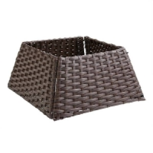 Pp Rattan/metal Dark Brown Trapezoid Folding Christmas Tree Skirt - 48cm
