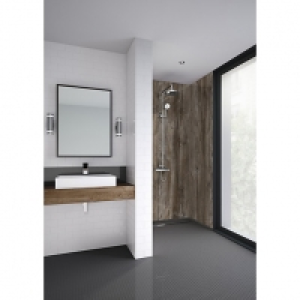 Wickes  Mermaid Rough Wood Laminate 3 Sided Shower Panel Kit - 1200 