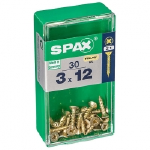 Spax PZ Countersunk Zinc Yellow Screws - 3 x 12mm Pack of 30