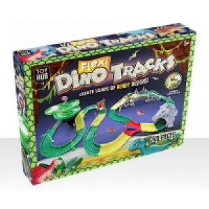 QDStores  Dinosaur Race Car Track Flexible 240 Pieces