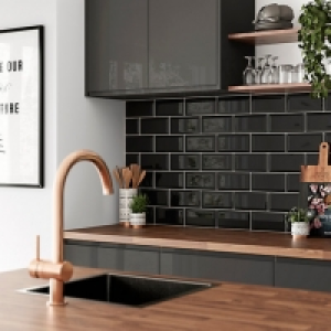 Wickes Metro Black Ceramic Wall Tile - 200 x 100mm