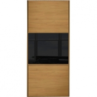 Wickes  Spacepro Sliding Wardrobe Door Wideline Oak Panel & Black Gl