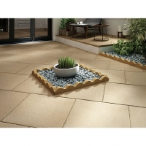 Wickes  Marshalls Saxon Textured Buff Paving Slab 600 x 600 x 35mm -