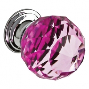 Wickes Faceted Glass Door Knob - Pink/Chrome 30mm Pack of 4 £7.99