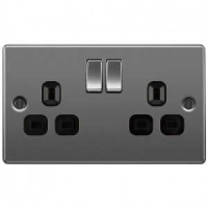 BG 13A Screwed Raised Plate Double Switched Power Socket Dou