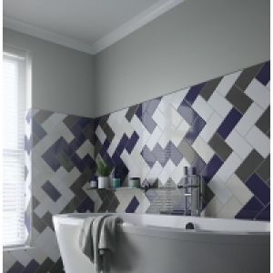 Wickes Cosmopolitan Flat Metro Dark Blue Ceramic Wall Tile -