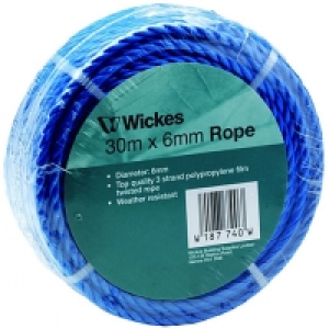Wickes  Blue Multi-Purpose Polypropylene Rope - 6mm X 30m