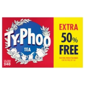 Typhoo Foil Fresh Tea Bags 160s + 50% FREE 240pk £2.49