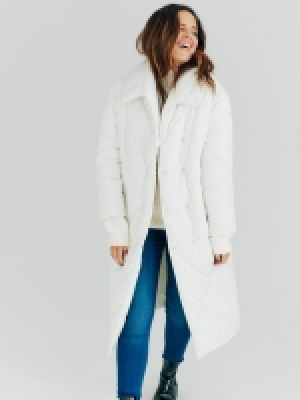 Longline Quilted Coat - Cream £53.00