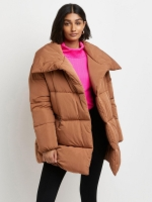 Shawl Padded Short Coat - Brown £66.00