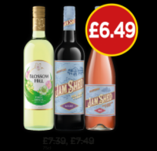 Blossom Hill USA Pinot Grigio, Jam Shed Malbec, Jam Shed Ros