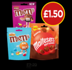 M&Ms Salted Caramel Pouch, Brownie Chocolate Pouch, Malteser