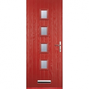 Euramax 4 Square Left Hand Red Composite Door - 920 x 2100mm