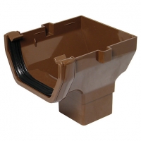 Wickes  FloPlast 114mm Square Line Gutter Stop End Outlet - Brown