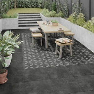 Wickes  Amberley Anthracite Glazed Porcelain Flooring Tiles 60 x 60 