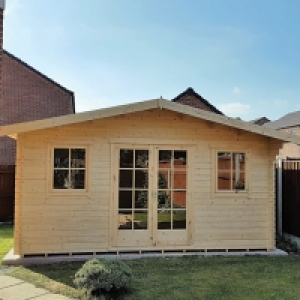 Shire Clipstone 14 x 14ft Double Door Log Cabin with Assembl