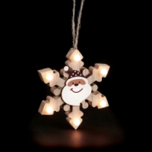 QDStores  Santa Snowflake Christmas Decoration - 6 Warm White LEDs