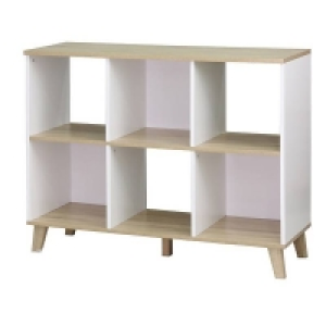 Homebase Mdf Clever Cube 2x3 Storage Unit with Wooden Legs - White & Oak