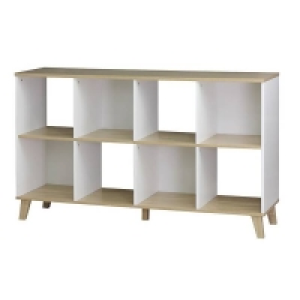 Homebase Mdf Clever Cube 2x4 Storage Unit with Wooden Legs - White & Oak