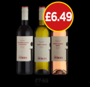 Budgens  Italia Montepulciano, Pinot Grigio, Pinot Grigio Rose