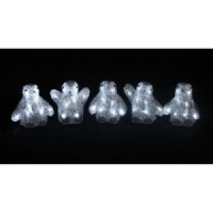 Set of 5 Acrylic Penguins With Ice White LEDs £14.99
