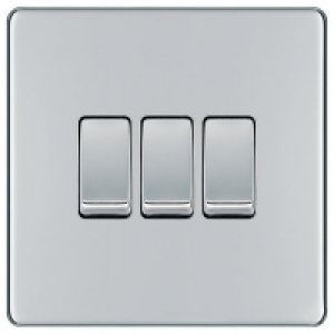 BG Screwless Flatplate Polished Chrome Triple Switch, 10Ax 2 £10.00