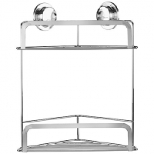 Croydex Chrome Stick & Lock 2 Tier Corner Storage Basket - 2 £18.00