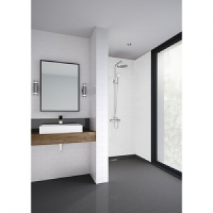 Mermaid Composite White Vertical Tile 3 Sided Shower Panel K