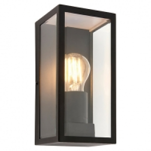 Wickes  Saxby Loki Matt Black & Clear Glass Wall Light