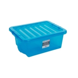 QDStores  16L Wham Crystal Stacking Plastic Storage Blue Box & Clip Li