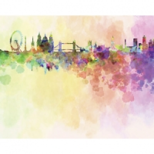 ohpopsi London Skyline In Watercolour Wall Mural - L 3m (W)