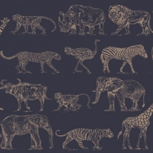 Boutique Safari Midnight Blue Wallpaper 10m