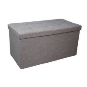 Homebase Faux Linen Linen Ottoman - Grey - 40x40x80cm