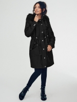 LittleWoods Michelle Keegan Premium Faux Fur Hooded Longline Parka - Black