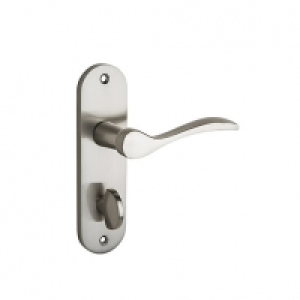 Wickes  Wickes Elda Bathroom Door Handle - Satin Nickel 1 Pair