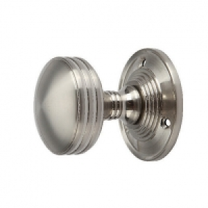 Wickes  Wickes Rimmed Mortice Door Knob - Satin Nickel 1 Pair